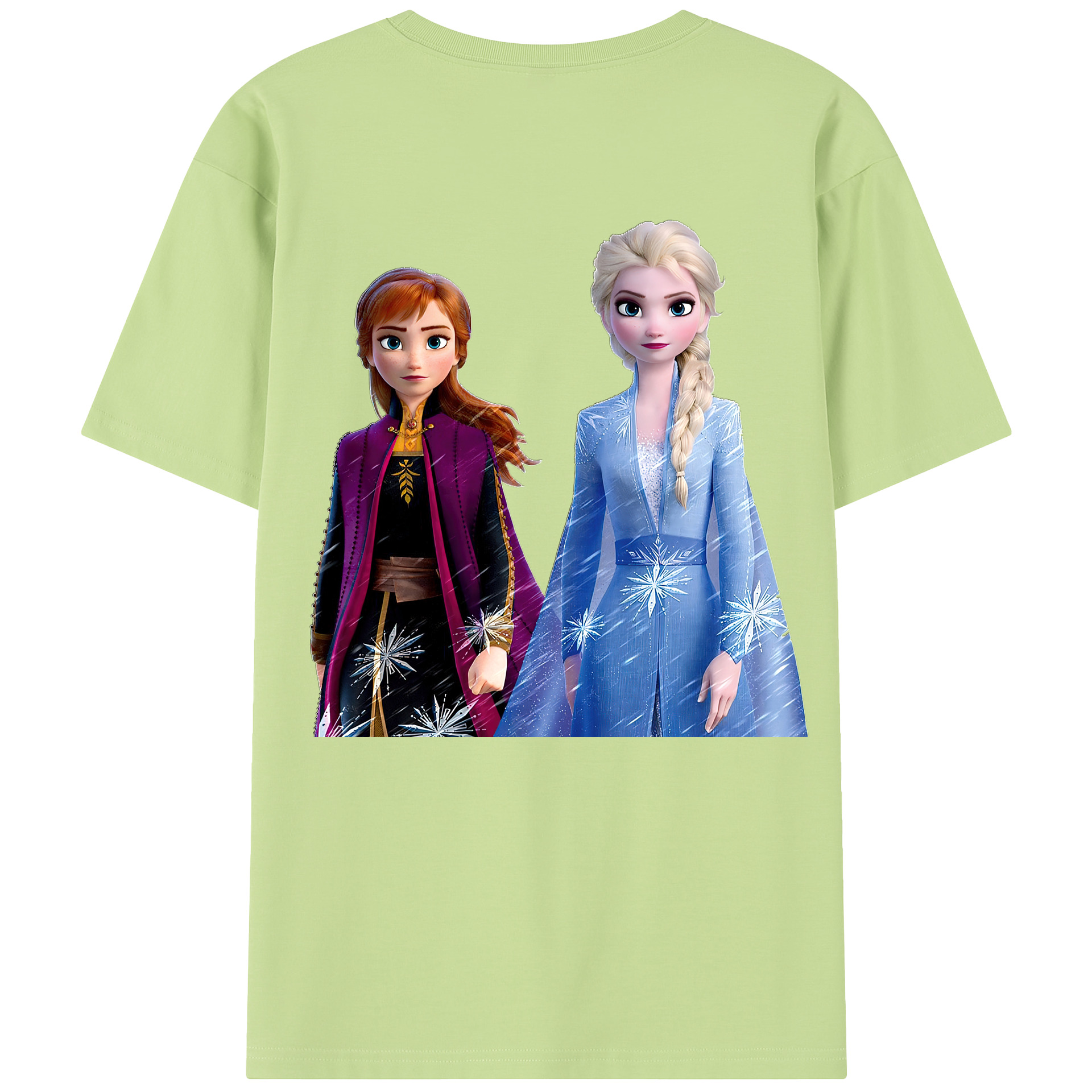 （画像用） アナと雪の女王 アンナ エルサ Frozen Anna Elsa 綿100％半袖Tシャツ（背面プリント）